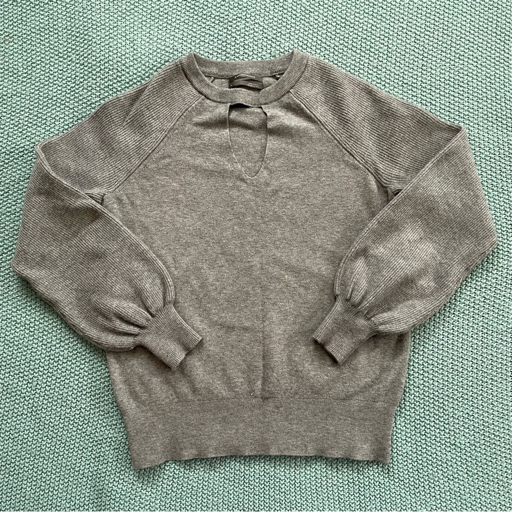 Anthropologie Grey Keyhole Sweater